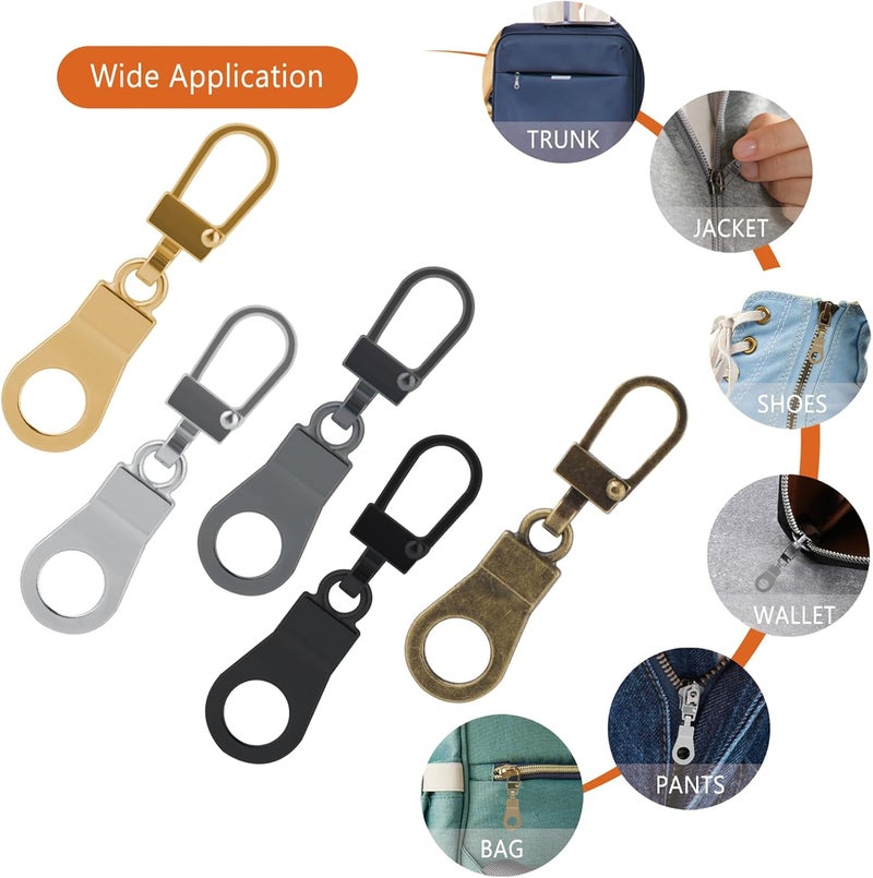 FENGWANGLI Zipper Pull Replacement for Small Holes, 10 Pieces Detachable Thin Zipper Replacement Slider for Luggage Jackets Backpacks Boots Purse Coat Pants(Silver, Black, Gold, Gun Black) - Image 5